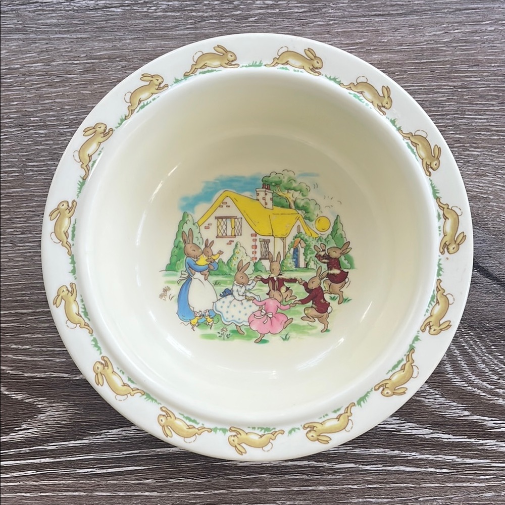 Cream and Yellow Bunny Dinnerware Bowl